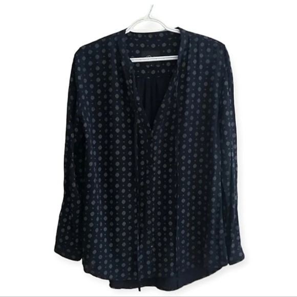 Rails Abby Rayon Button Up Blouse with Neck Tie Navy Floulard Print Small - Picture 1 of 16